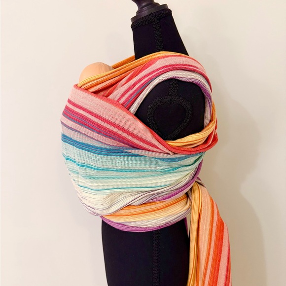 Butterfly Baby Woven Wrap Carrier | Rainbow Stripe | Made in USA - Picture 5 of 9